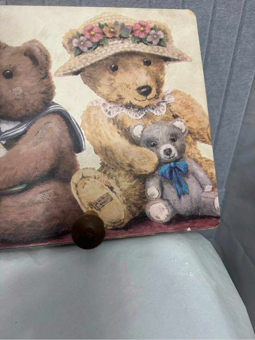 Vintage wooden country cottage nursery teddy bear coat hat peg rack